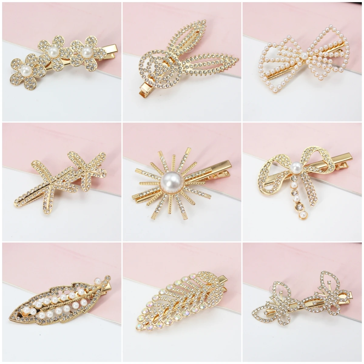 17 Styles Hair Clip Big Barrettes Bowknot Leaf Butterfly Flower Star Crystal Alligator Hairpin Headwear Fashion Jewelry Gift