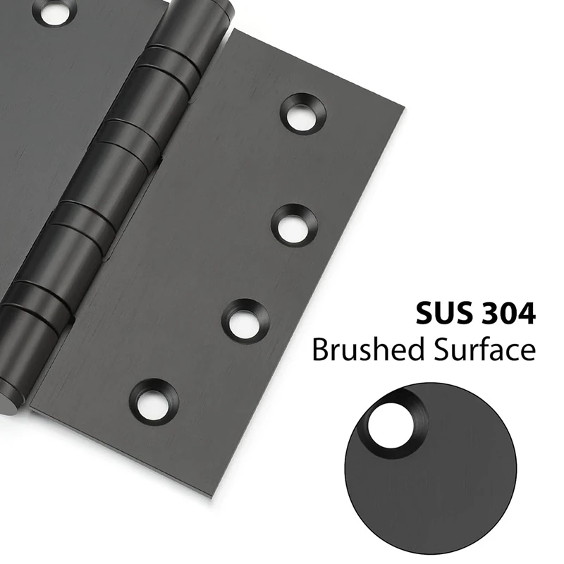 Stainless Steel Black 4Inch Door Hinges For Exterior 4In X 4In Door Hinges 3 PACK