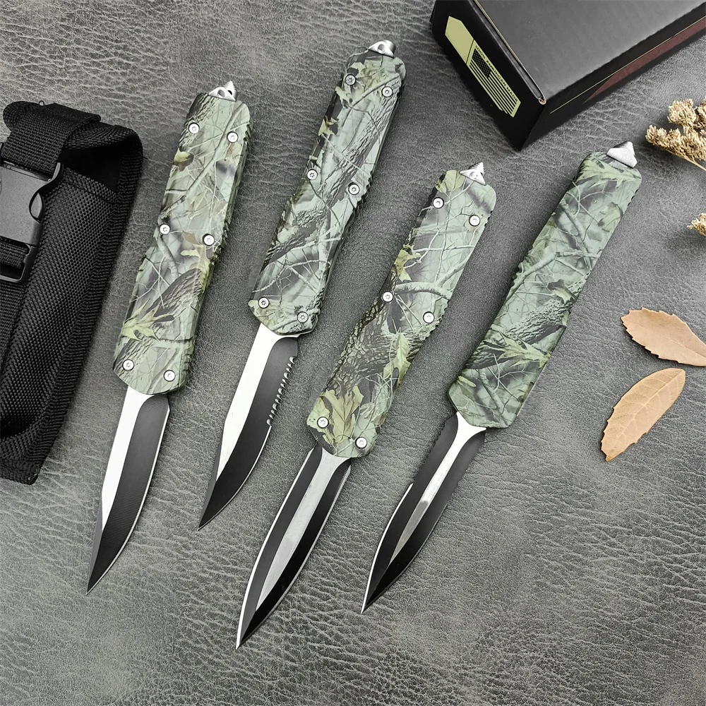 

A07 Au.to Assisted Pocket EDC Folding Knives 440c Blade Camouflage Green Zinc Alloy Handle Hunting Tactical Knife Tool 4 Styles