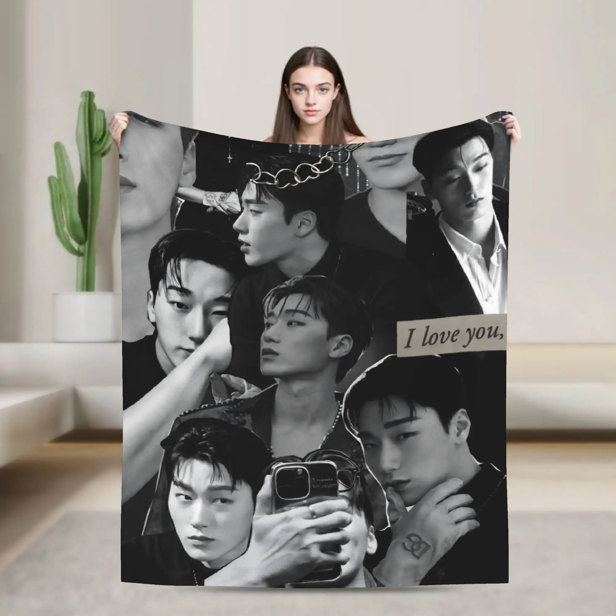 

Warm Blankets Picnic Kpop Ateez Choi San Throw Blanket Flannel Bedspread For Living Room Novelty Sofa Bed Cover