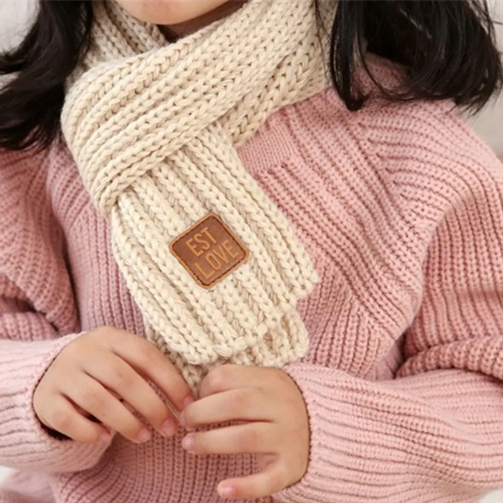 

Soft Cute Solid Color Polyester Boys Girls Autumn Winter Outdoor Scarf Knitting Thermal Scarf Scarf Apparel Accessories