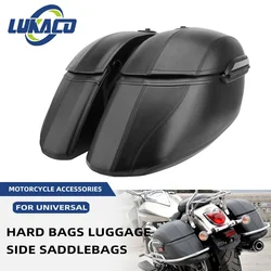 Universal Motorcycle Black Classic Hard Bags Saddlebags Side Luggage Box Mounting Kit For Honda Kawasaki For Harley Dyna Touring