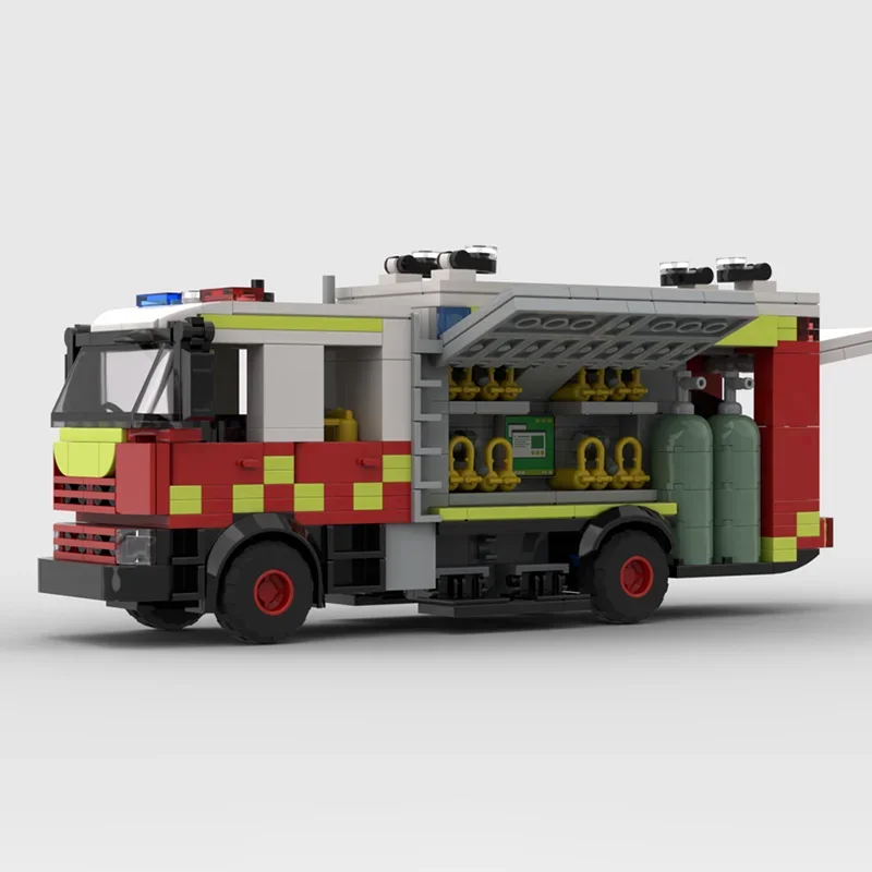 Fire Fighting Model Moc Building Blocks Modular Firefighting CO2 Tender Model Technology Brick Assembly Construction Toy