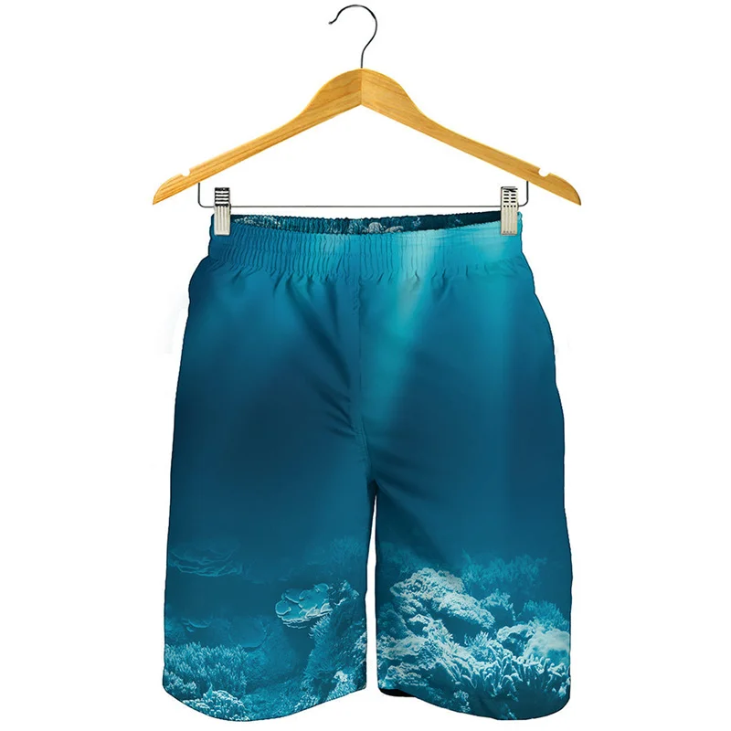 Fashion Blue Ocean 3D Printed Beach Shorts Men Sea Water Pattern Swimming Trunks Summer Vacation Oversized Surf Board Shorts