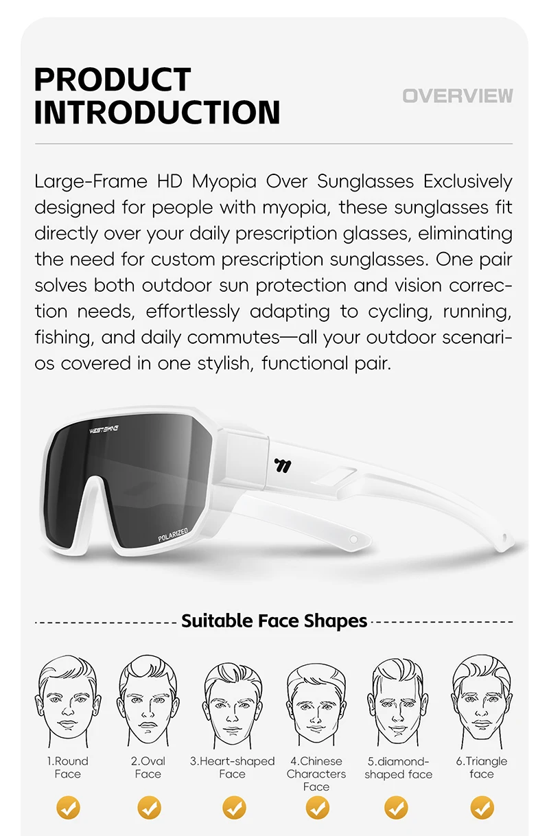 WEST BIKING Herren Großrahmige HD-Radsportbrille Kratzfeste Leichte 2-in-1 PC-Linse Lauf- und Fahrradzubehör – Detail 3