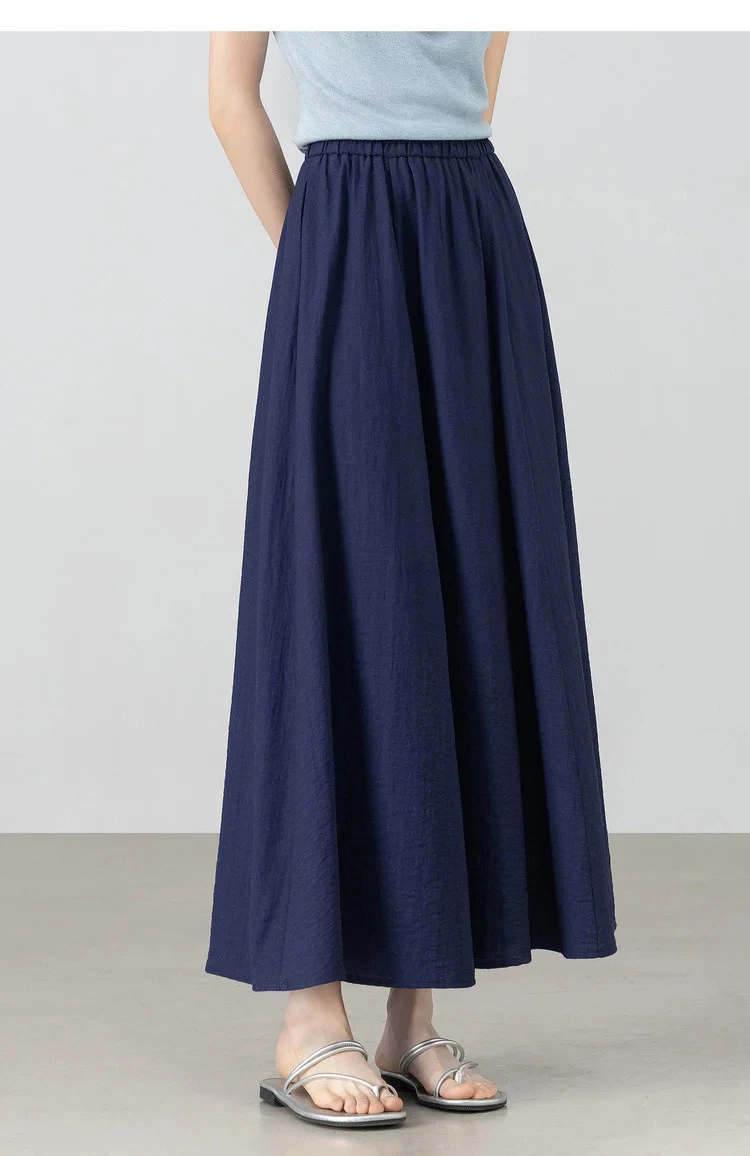 SENTUBILA Minimalistischer A-Linien-Rock für Damen, Sommer 2026, Neuer Lässiger Rock mit Elastischem Bund, Langer Lockerer Rock, Damenbekleidung 162QA5883 – Detail 23