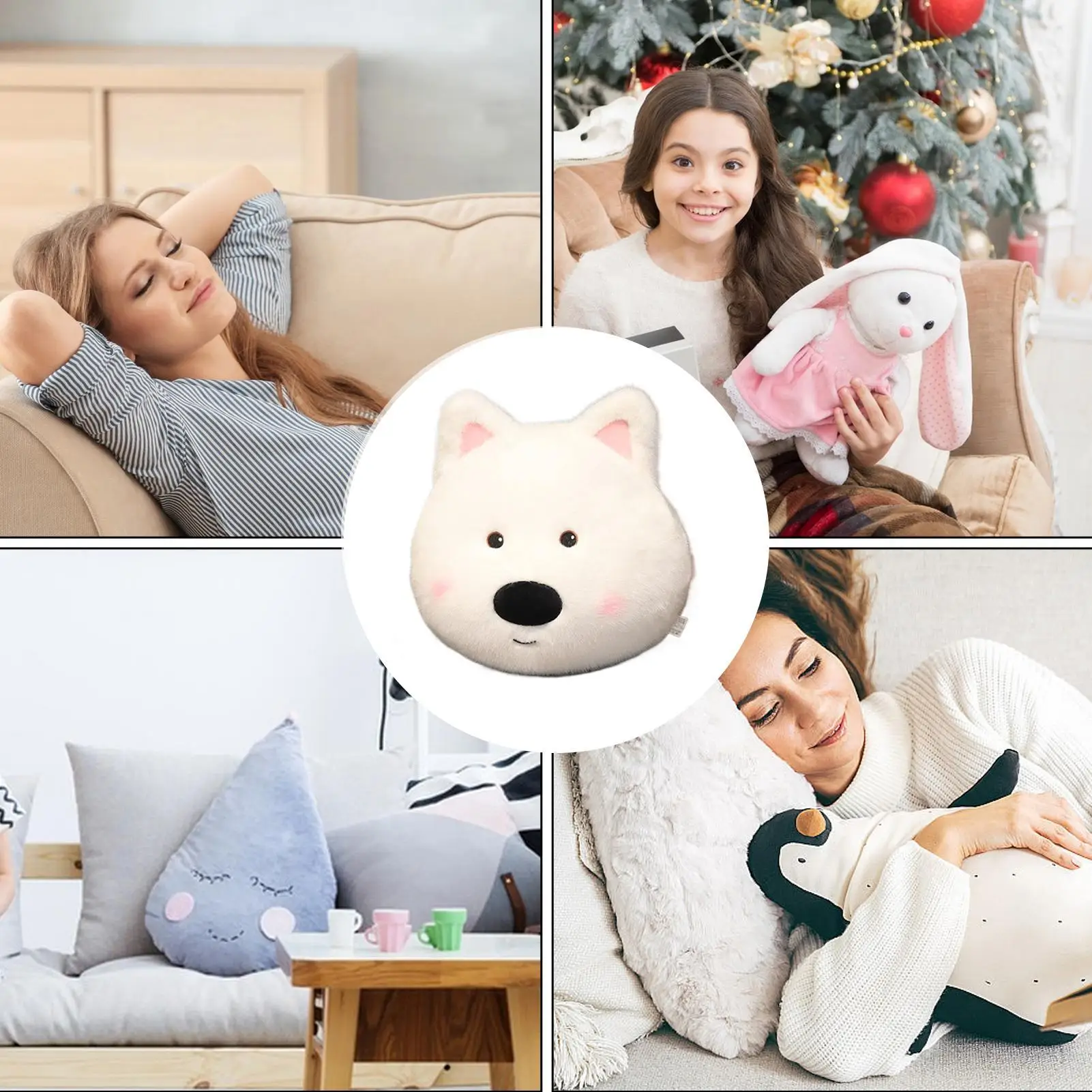 

Плюшевые подушки Собака Милая плюшевая кукла Мягкие игрушки с ручным карманом для взрослых Дети Зимняя гостиная Диван Офис Дом Спальня