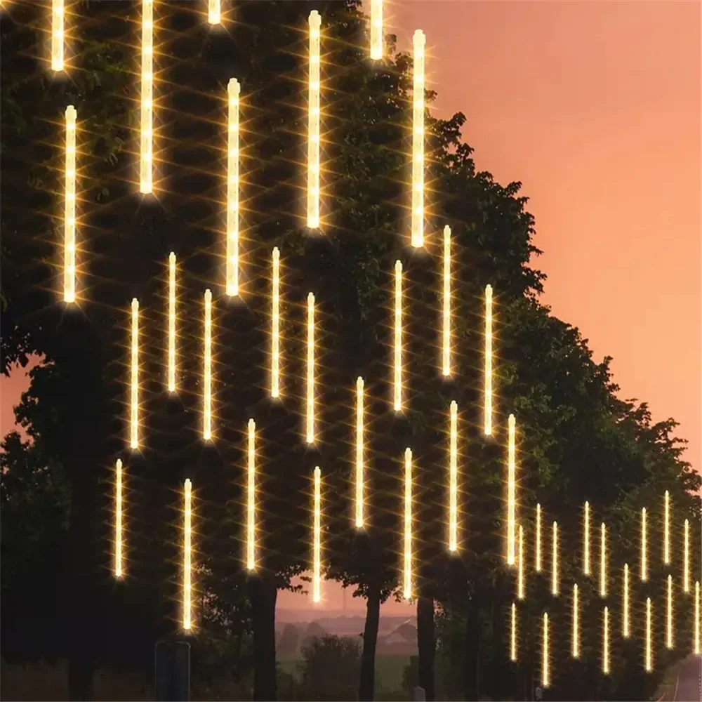Battery Powered Party Decorations Street Light Meteor Shower Rain LED Fairy String Lights Wedding Christmas 2025 Ramadan Decor