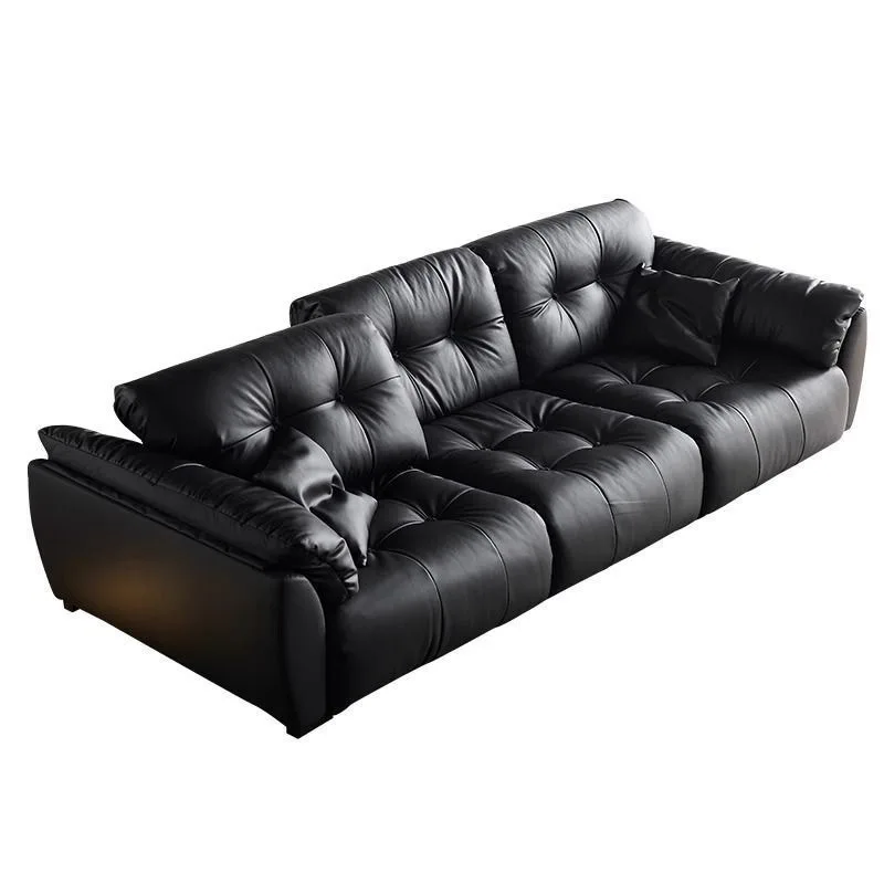 

-About Cloud Sofa Italian Minimalist Movable Backrest Living Room One-line Top Layer Leather Straight Row Functional Sofa*