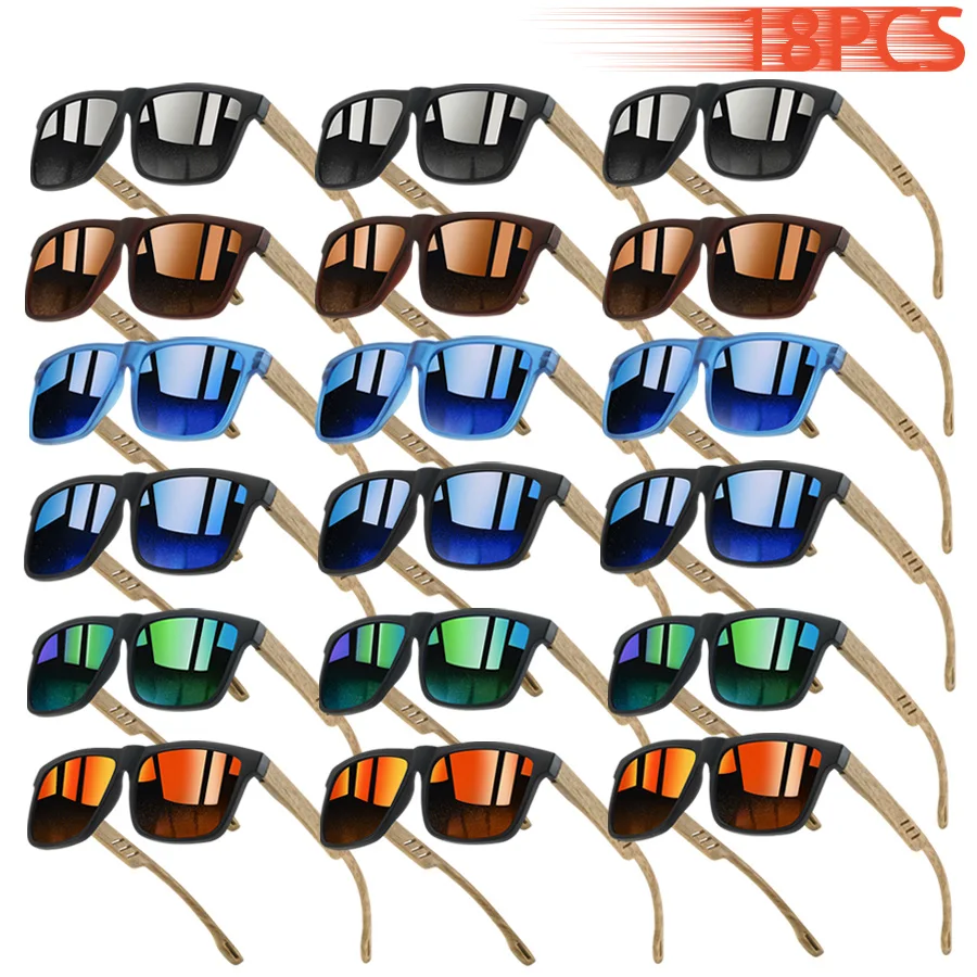 

18PCS Fashion Unisex Vintage Square Sunglasses Set Luxury Brand DesignerSun Glasses for Men And Women Protection