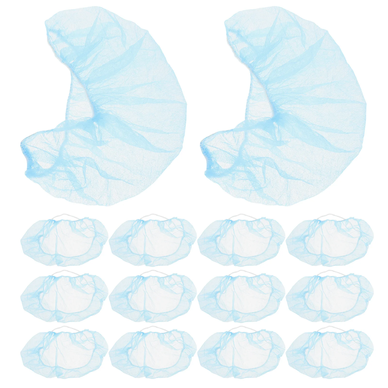 100 قطعة غطاء اللحية القابل للتصرف غير المنسوجة شبكة اللحية المرنة القابلة للتنفس مع حلقات الأذن لتقديم الطعام المطبخ السلامة الصناعية