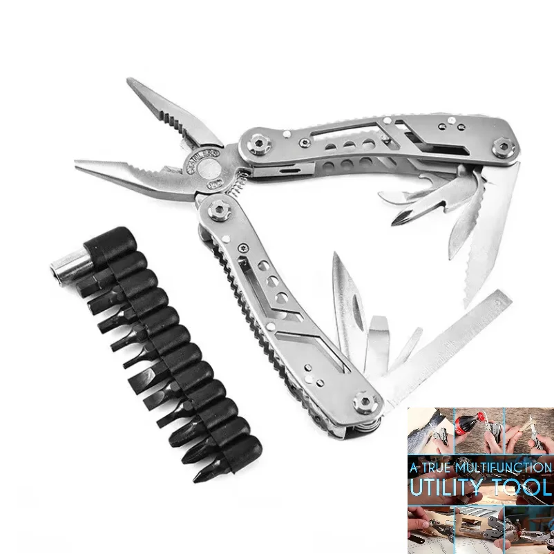 Tool Pliers 12 in 1 Multifunctional Tool Pliers with Screwdriver Saw Suitable for Hunting Survival Gift for Men Dad Husband.