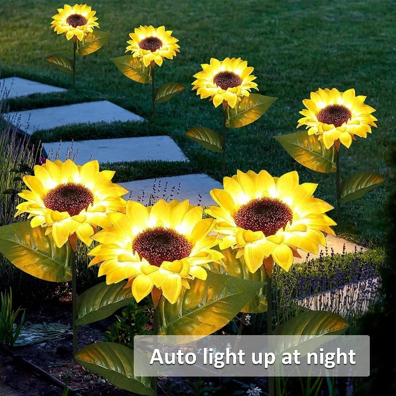 Lumière solaire LED étanche pour jardin, pelouse extérieure, paysage de tournesol, lumières de Noël pour cour, décor de patch végétal, 1 pièce, 2 pièces