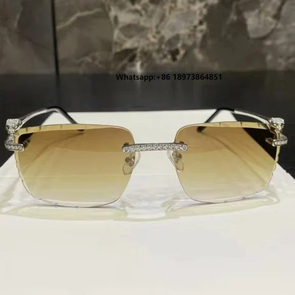 

Hot Sale New Men's Fashion Jewelry Glasses Diamond Sunglasses