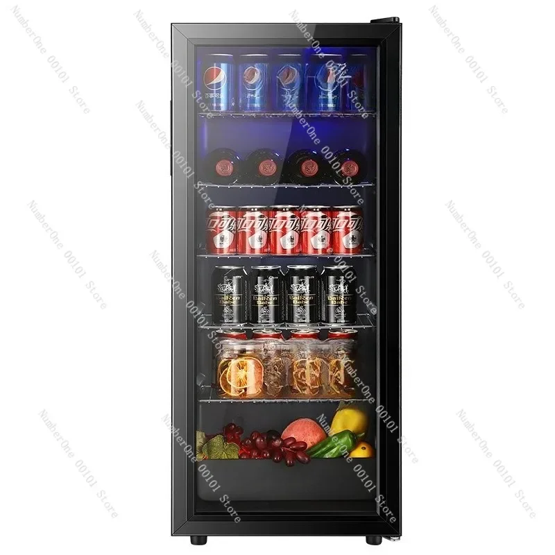 ثلاجة منزلية صغيرة شفافة، قضيب ثلج لعرض باب زجاجي لمبرد تخزين النبيذ في غرفة المعيشة