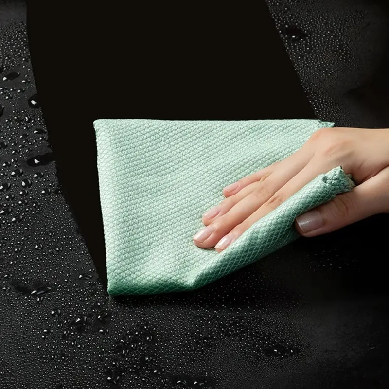 

10pcs Microfiber Glass Cleaning Cloth Rag Lint-Free For Windows Car Kitchen Mirror No Trace Reusable Fish Scale Rag Polishing