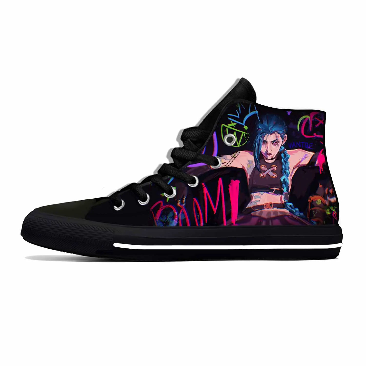 Anime Cartoon Manga Game Jinx Cute Funny Fashion Casual Cloth Shoes High Top Lightweight Breathable 3D Print Men Women Sneakers