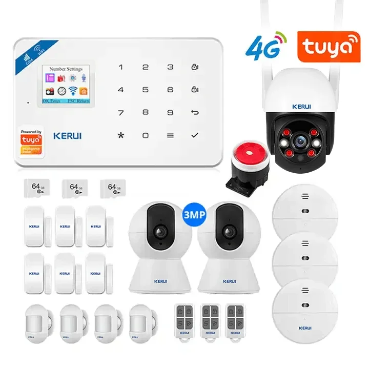 KERUI W184 4G WIFI GSM Home Security Alarm System Funktioniert Mit Alexa Home Tuya Smart Kamera Drahtlose Tür Sensor Einbrecher alarm Kit