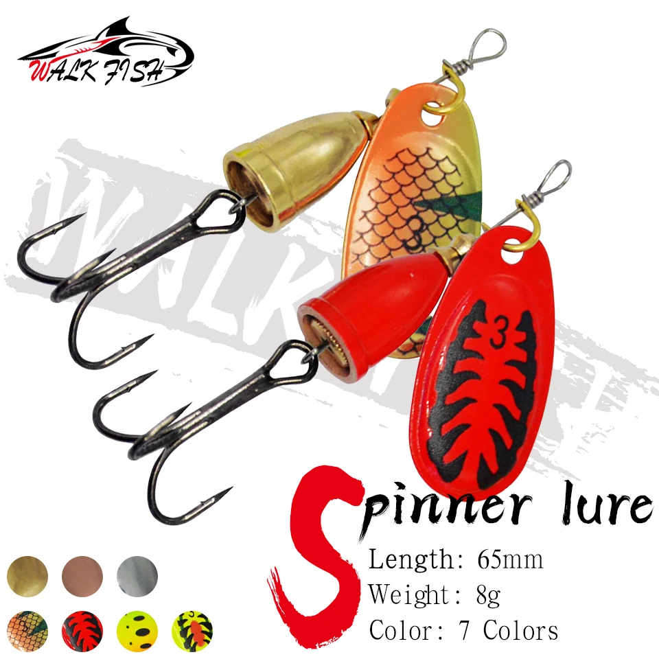 WALK FISH 1Pcs 8g Spinner Bait Fishing Lure Sinking Spoon Se