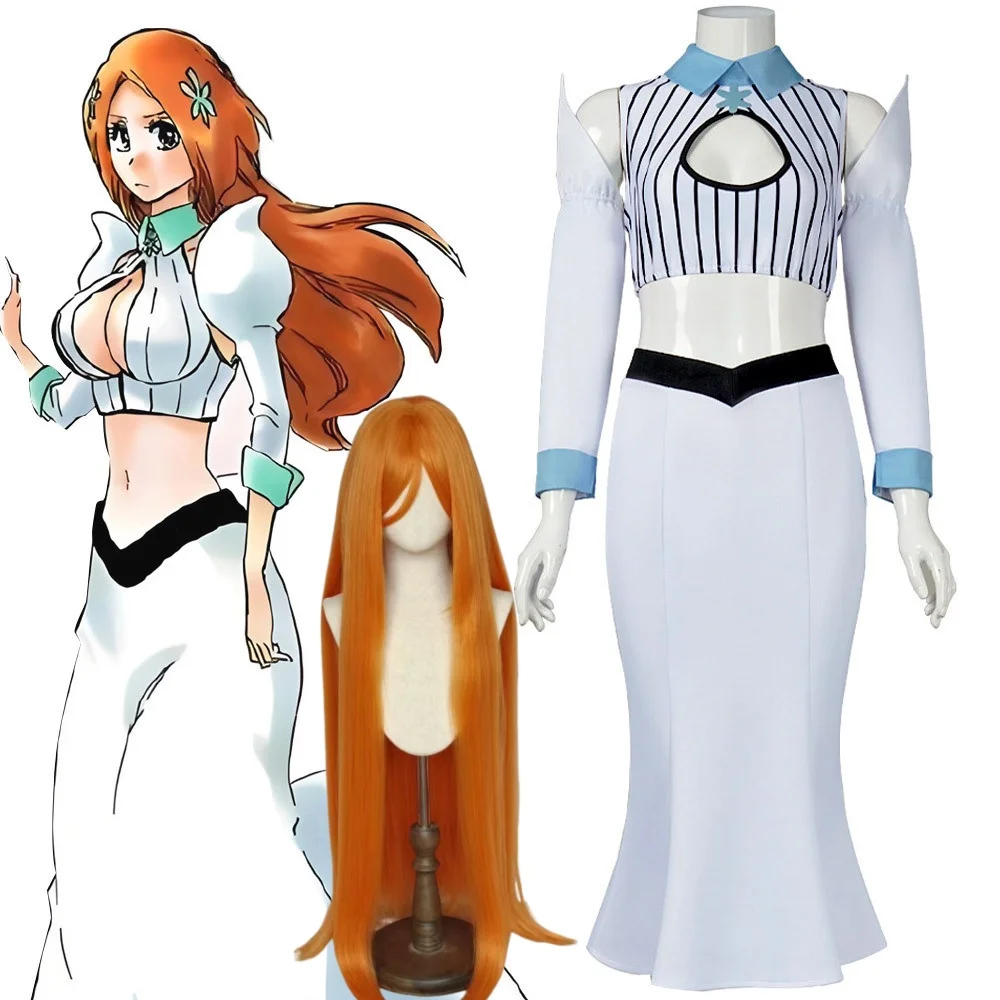 Anime BLEACH Orihime Inoue Cosplay Costume Full Set Orihime Inoue Anime Role Playing Halloween Costumes