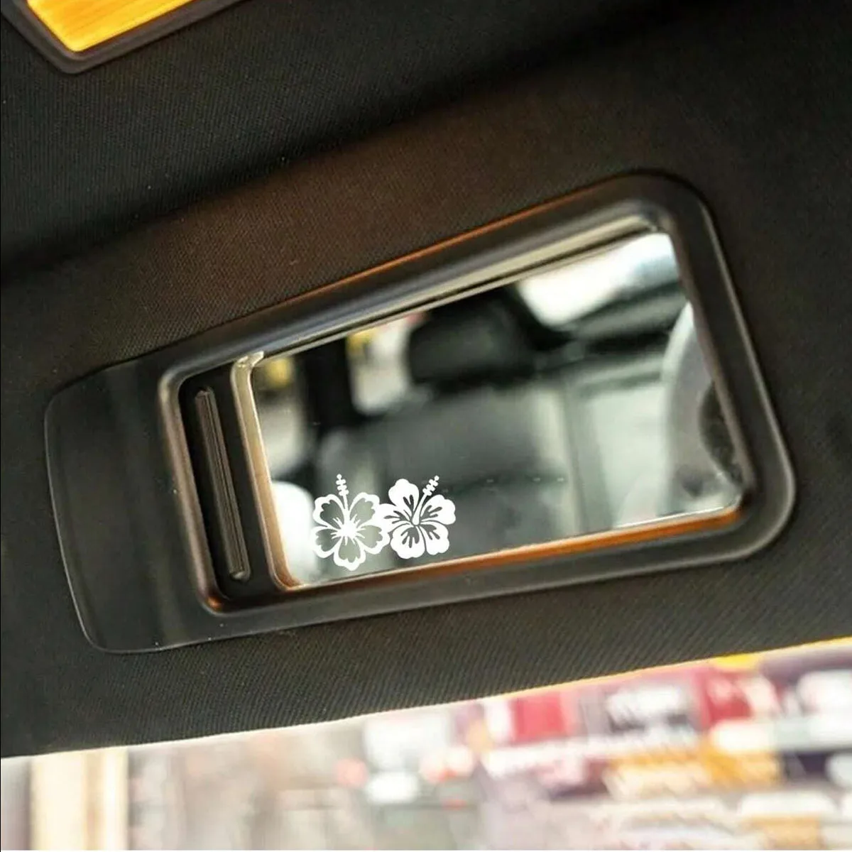 1pc-Hibiscus flower car rearview mirror stickers, car rearview mirror decals, small decals, vinyl car stickers - view 4