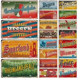 Artisian German Landmark License Plate Decorative Vehicle Plate Germany City State Metal Tin Plaque Wall Decor Garage Bar Pub
