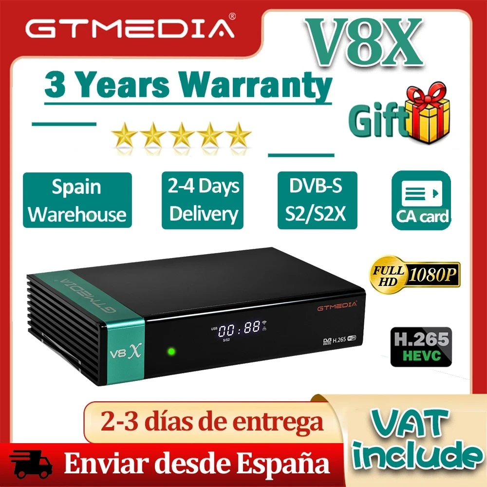 Gtmedia-ricevitore satellitare V8X originale, decoder wifi 1080P FHD DVB-S2 integrato, H.265, aggiornato da gtmedia V8 nova v9 prime v7 s2x/s5x