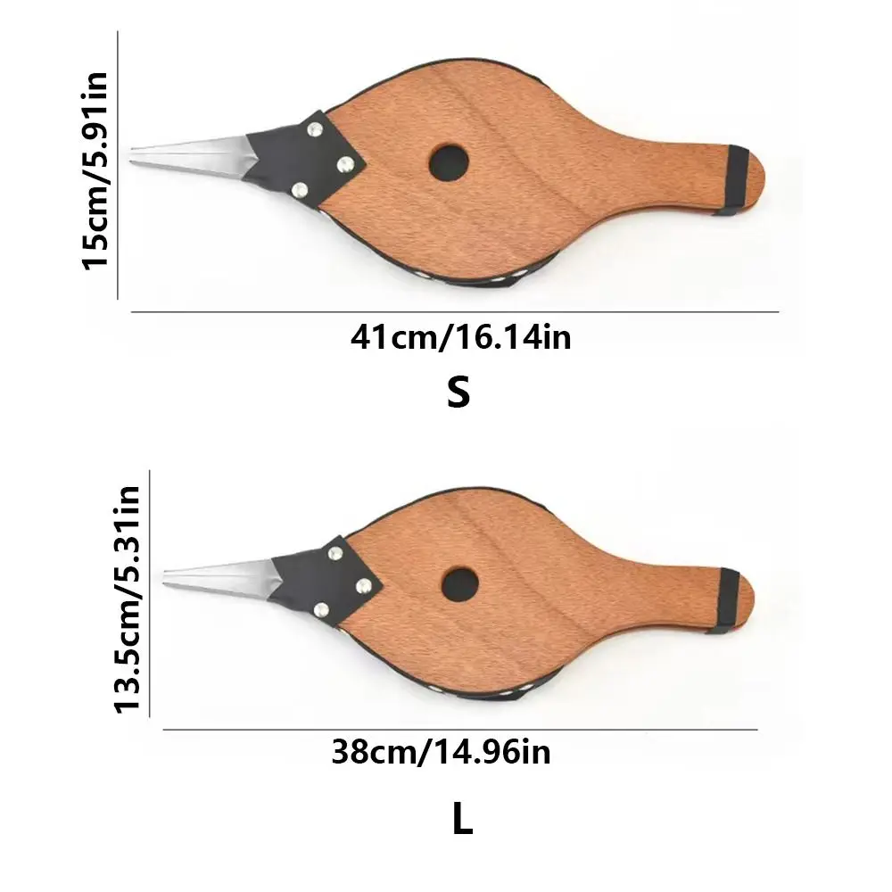편안한 긴 손잡이 나무 BBQ 블로워 가죽 벨로우즈 금속 노즐 수동 에어 블로워 빠른 점화기 정교한 레트로