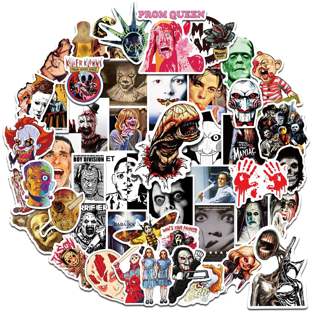 10/30/50PCS Horror Movie Thriller Mashup Decal Stickers iPad Toys DIY Luggage Laptop Ipad Exquisite Stickers Wholesale