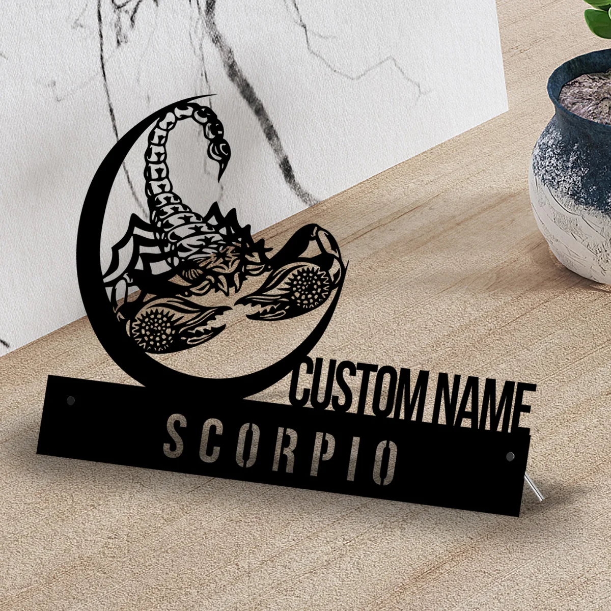 Custom Scorpio Desk Name Plate Wedge,Personalized Zodiac Horoscope Nameplate Office Sign Company Astrology Plaque Decor Gift