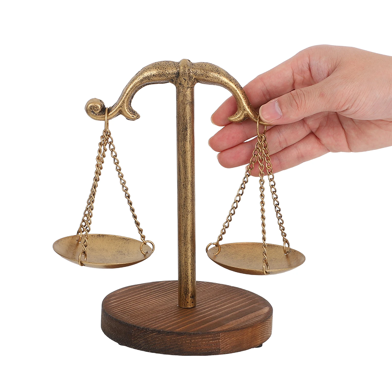

Vintage Iron Balance Scale Statue Decorative Jewelry Display Tray Metal Art Ornament Home Office Desktop Decor Symbol Of