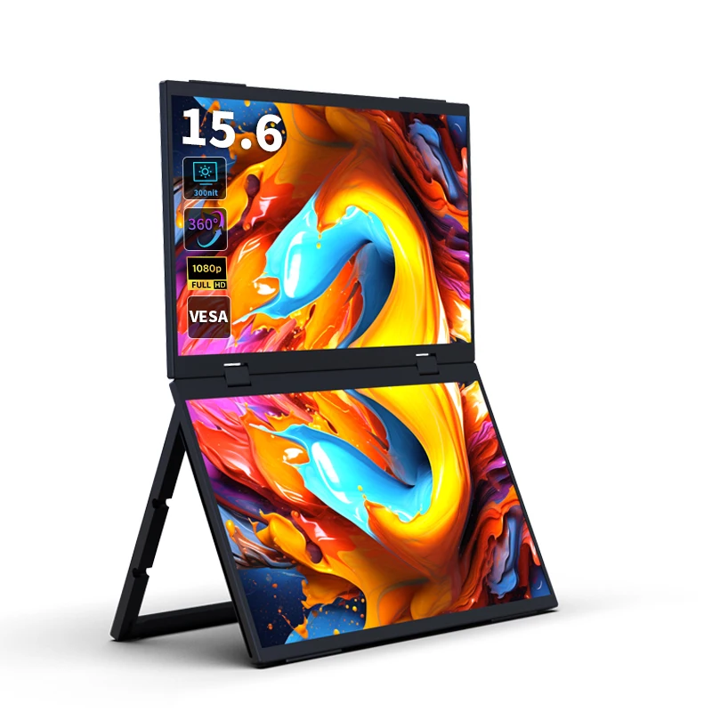 

15.6-inch Laptop Screen Extender - Dual Monitor Stackable Foldable Triple Monitor (Win/Mac Compatible) - 1080P Portable Monitor