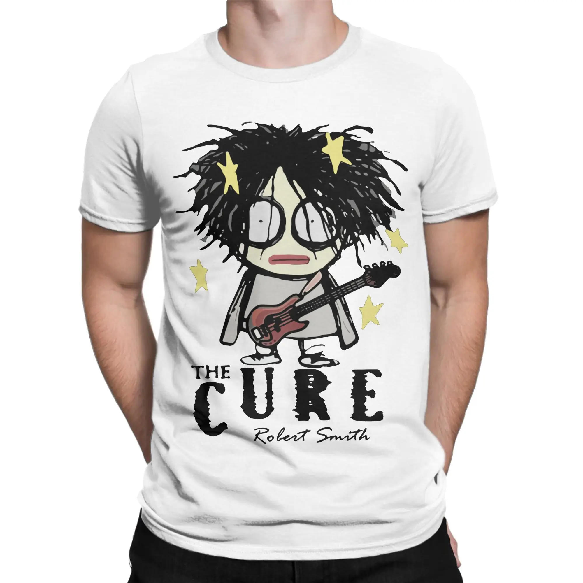 Cute Robert Smith Tshirts Men's 100%Cotton Tops Vintage The Cures  O-neck Short Sleeve