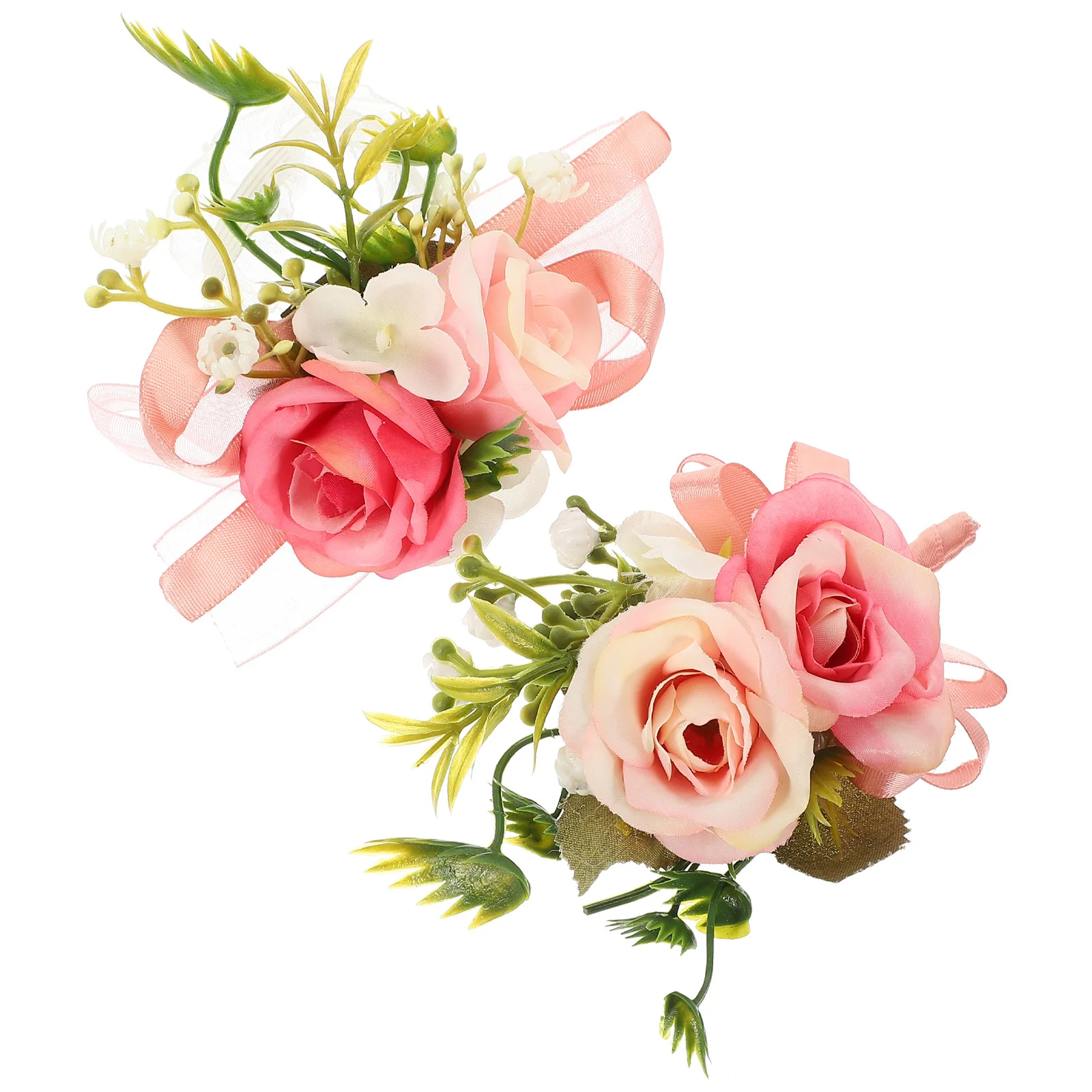 1Set Wrist Corsage Flower Set Decorative Wedding Bride Bridesmaid Prom Floral Bracelet Elegant Design Wrist Corsage