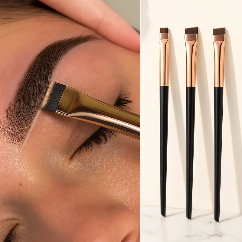 ชุดแปรงแต่งหน้า 3 ชิ้น แปรงเขียนขอบตา แปรงเขียนคิ้วหัวเฉียง แปรงเขียนอายไลเนอร์เส้นบางเฉียบ ชุดแปรงแต่งตา