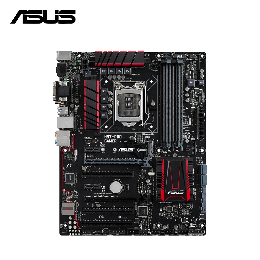 

ASUS H97 PRO GAMER Intel H97 Chipset LGA 1150 Supports Intel 4th Core i3 i5 i7 Processors 4 RAM Slot Max. 32GB DDR3 Motherboard