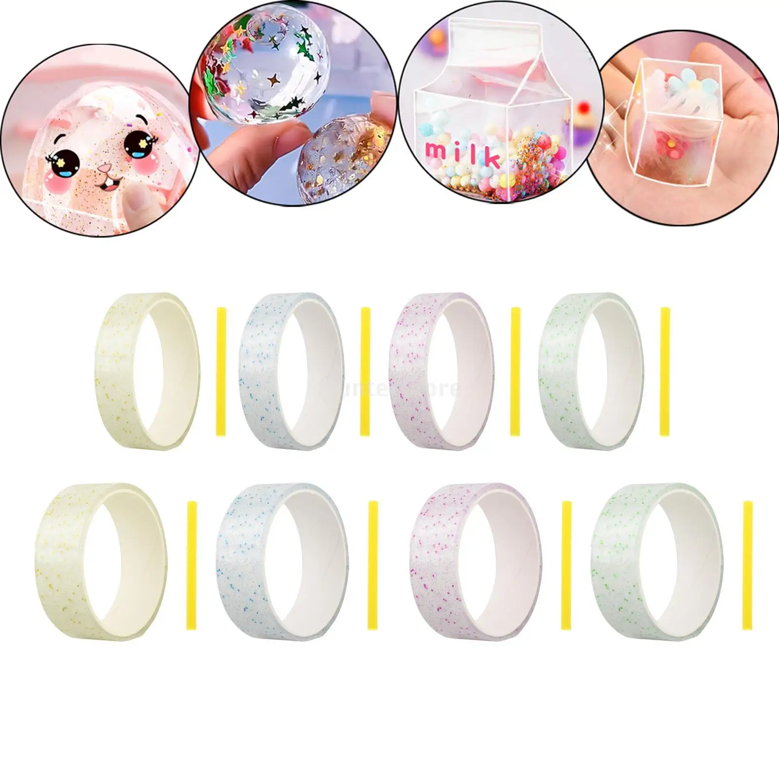 Glitter Blowable Bubble Tape Double-sided Adhesive Nano Tape For DIY Craft Pinch Toy  Making Reusable Clear Sticky Ball Tape