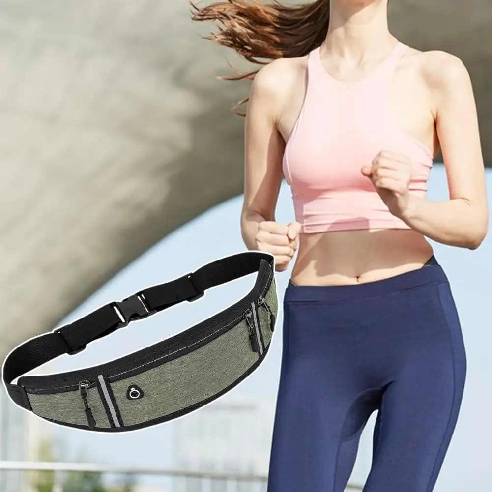 Running Phone Bag Night Reflective Strip Multi Pockets Sweat Absorbing Zipper Storage Portable Outdoor Running Sports Waist Bag