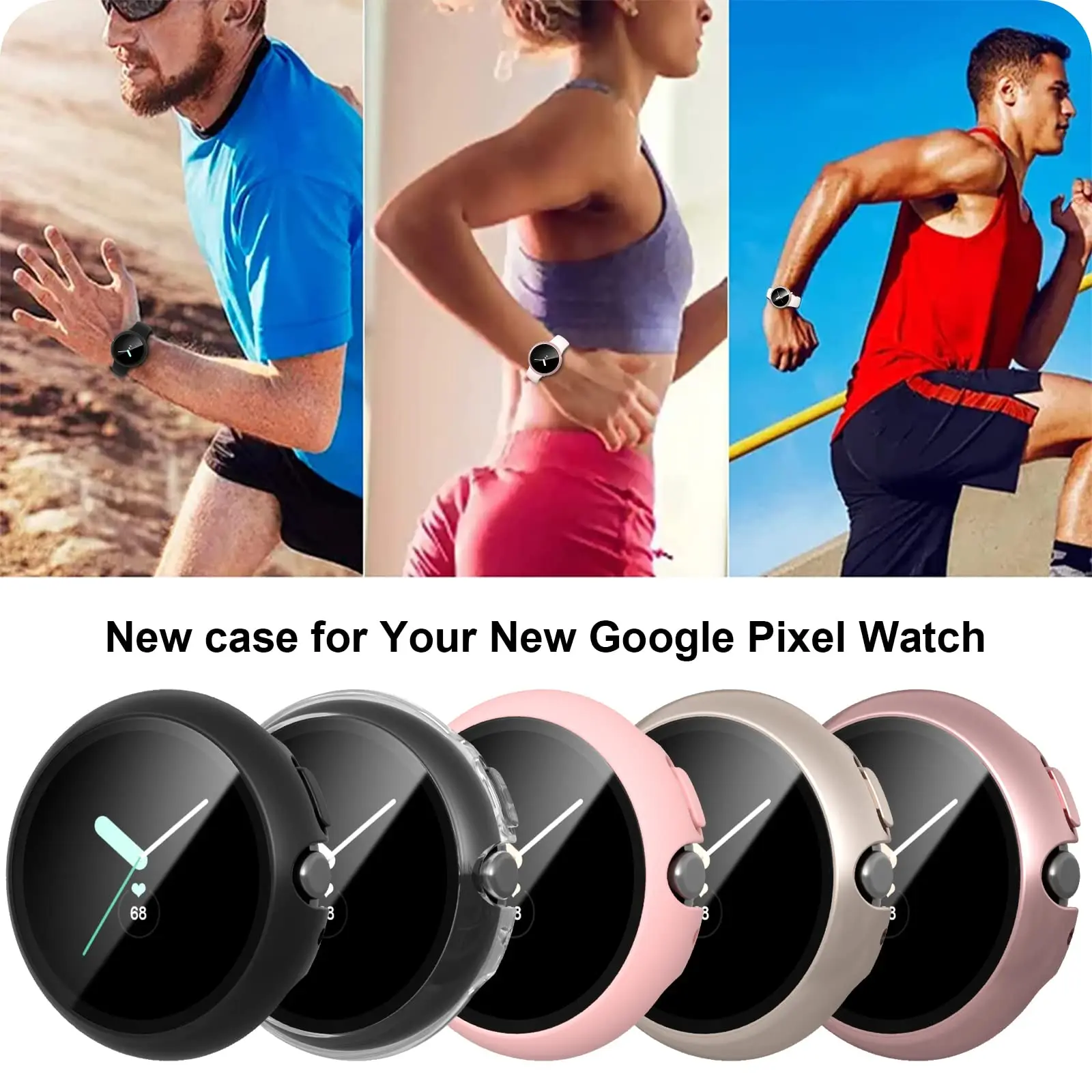 Verre et étui pour bracelet de montre Google Pixel, protecteur d'écran, cadre de protection trempé, Film PC à coque dure, accessoire de montre Pixel