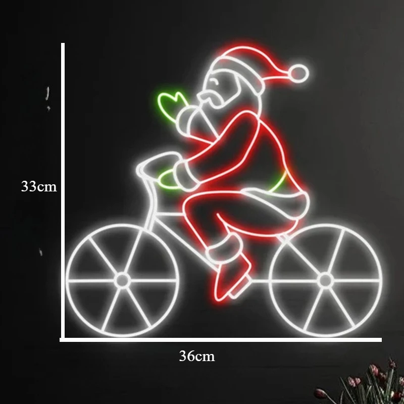 ﻿   سانتا كلوز ركوب دراجة النيون تسجيل USB عكس الضوء LED ضوء النيون تسجيل جدار الفن الديكور ل غرفة نوم بار هدايا الحفلات