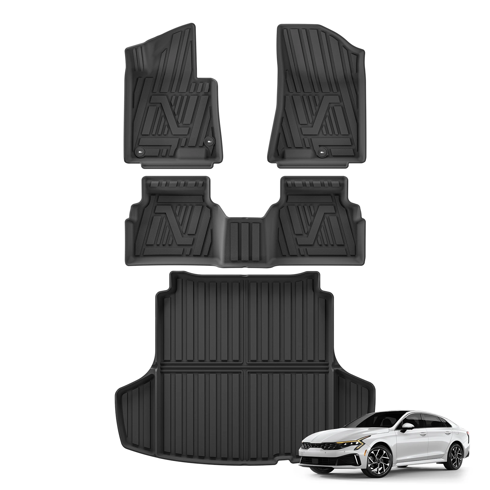 Für Hyundai Sonata 2020-2025 TPE 3D Autofußmatten Kofferraummatte Allwetter Wasserdichtes Zubehör Schwarz – Detail 1