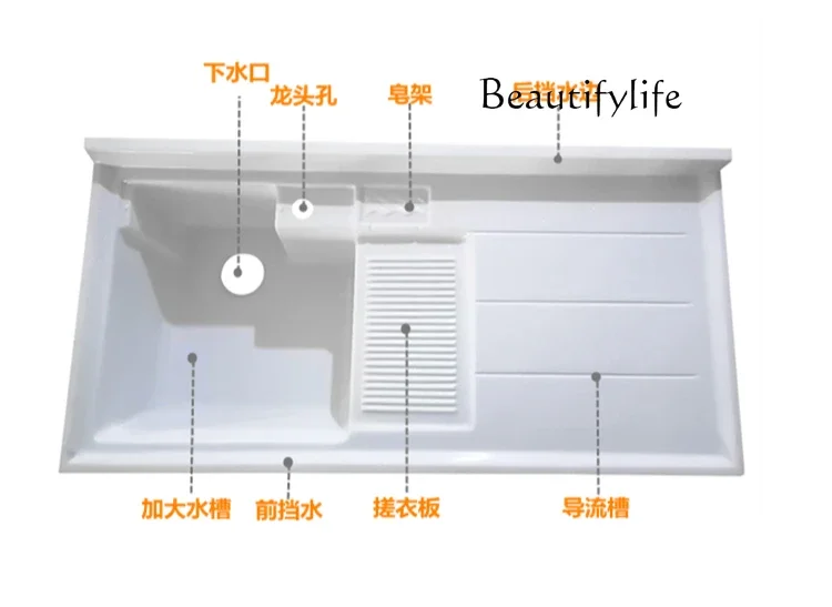 

bathroom accessories set Balcony laundry basin integrated countertop household laundry sink with rubbing board