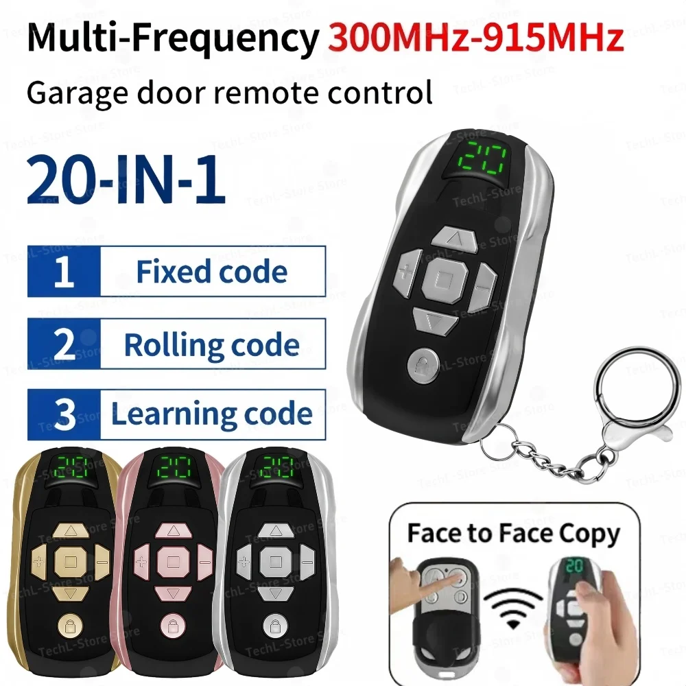 Image of 20-in-1-Garagenfernbedienung mit mehreren Frequenzen, 300–915 MHz, Klon, 433 MHz, 868 MHz, 315 Torsteuerung, Befehl, Schlüsselanhänger, Sender, wiederaufladbar