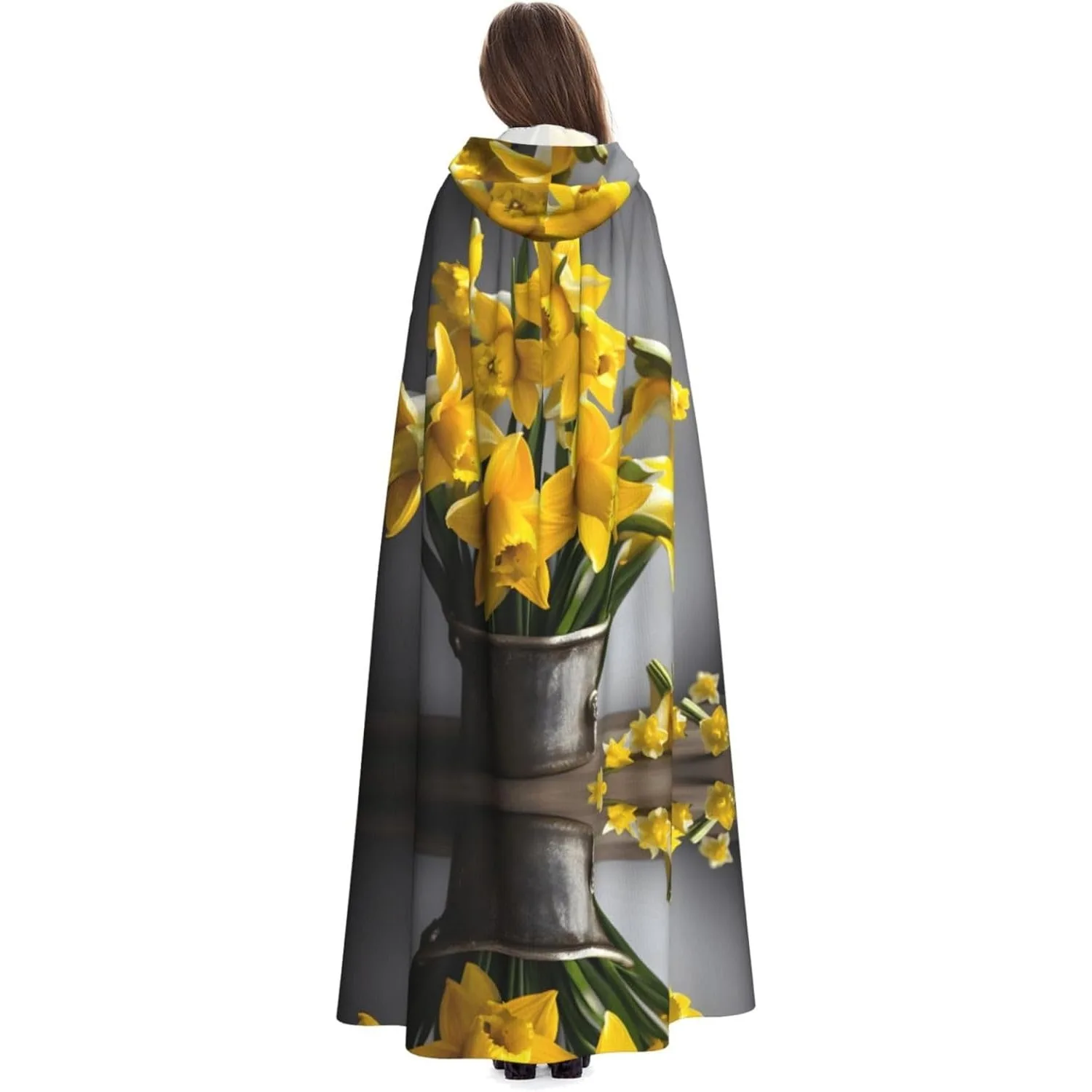 

Букет нарцисс с принтом, накидка с капюшоном для взрослых, карнавальная праздничная накидка, халат для косплея, костюм для вечеринки, готический карнавал