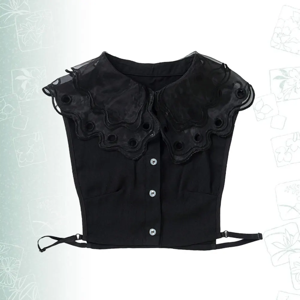 

Black Embroidered Shirt Collar For Women Fashion Lace Fake Neckline Decor Versatile Wearable Accessory Four Seasons