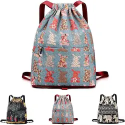 Drawstring Foldable Large Capacity Dry-wet Separation Travel Sports Backpack, Exotic Drawstring Gym Sack Backpack Bag