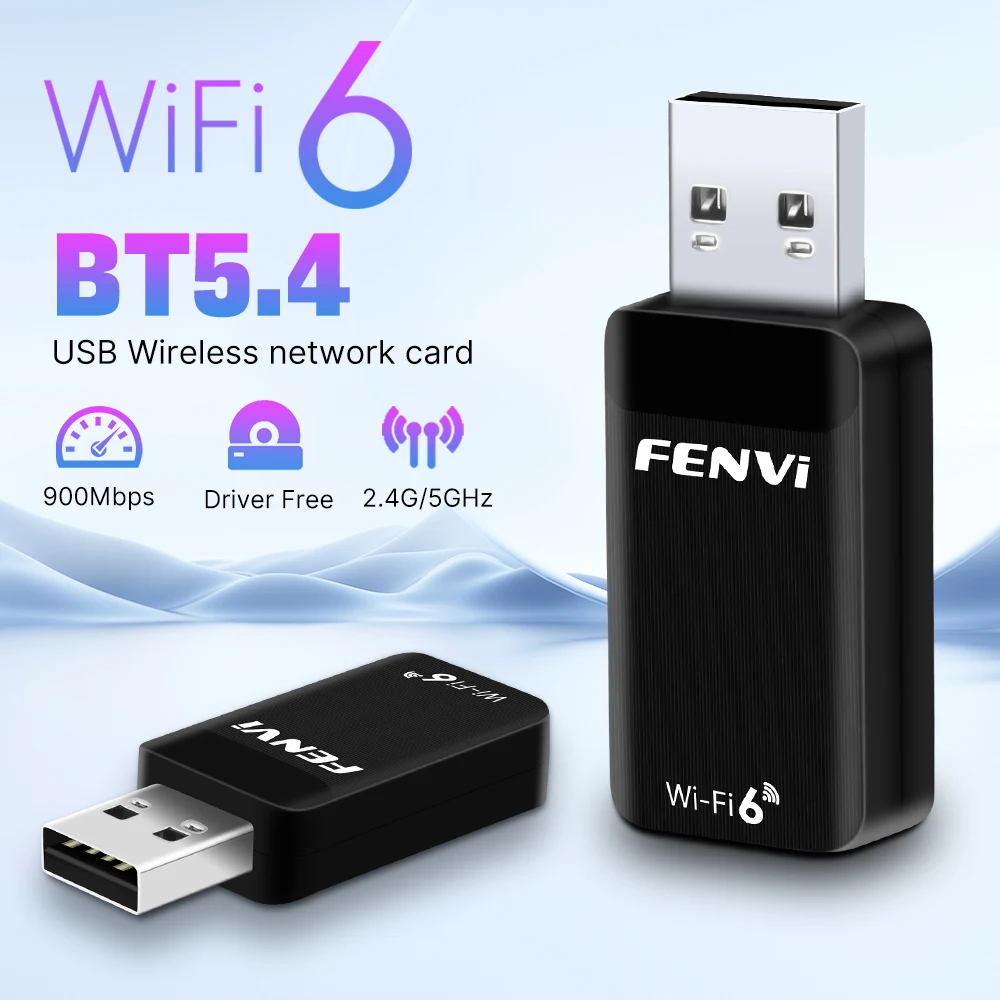 Fenvi WiFi 6 AX900 USB Bluetooth 5.4 Adapter 2 in 1 Dongle Dual Band 2.4G 5G USB WiFi Network Card Wireless Receiver Driver Free