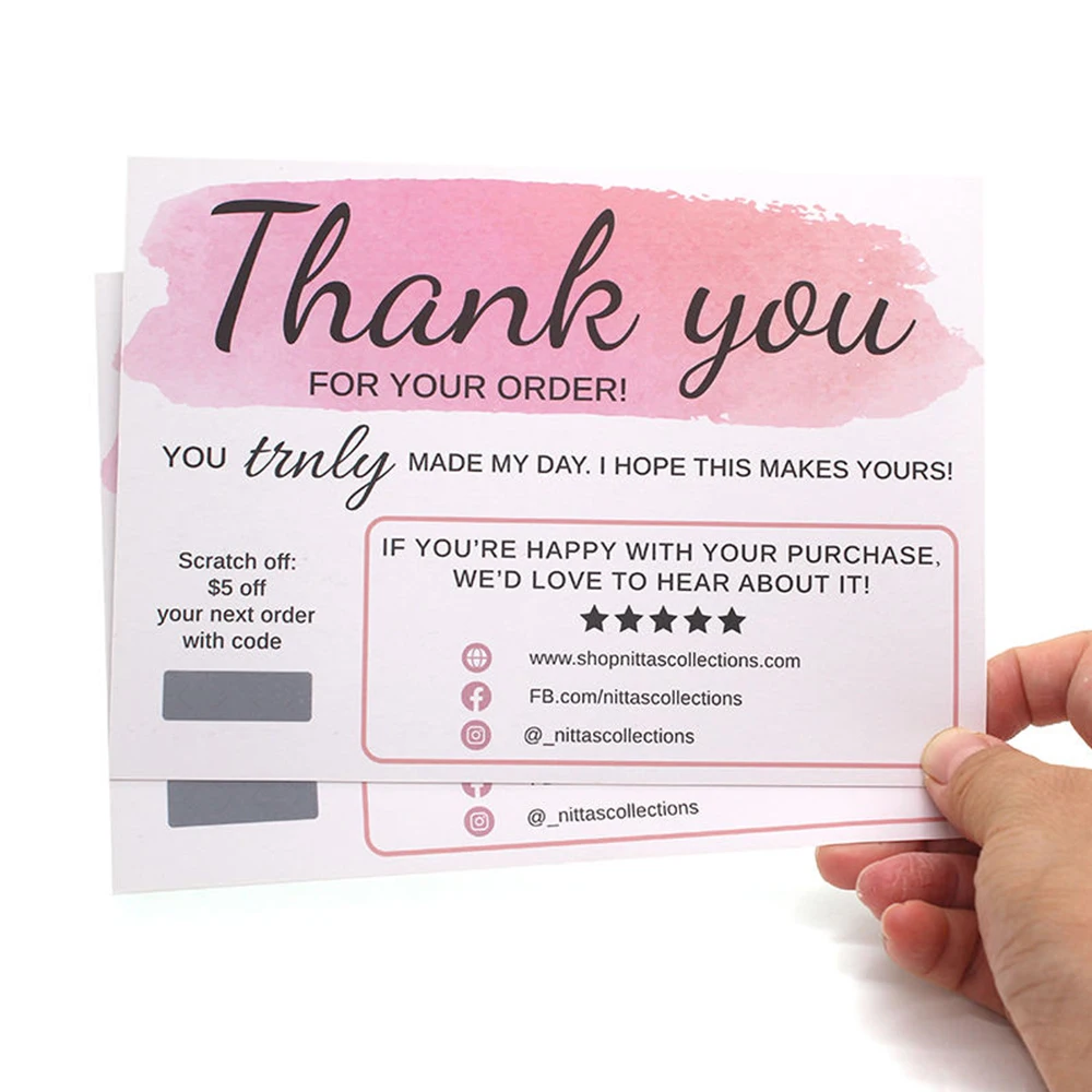 

Custom Thank you Cards with Logo Double-sided Personalized Customize Greeting Posfor Gift Packaging Wedding