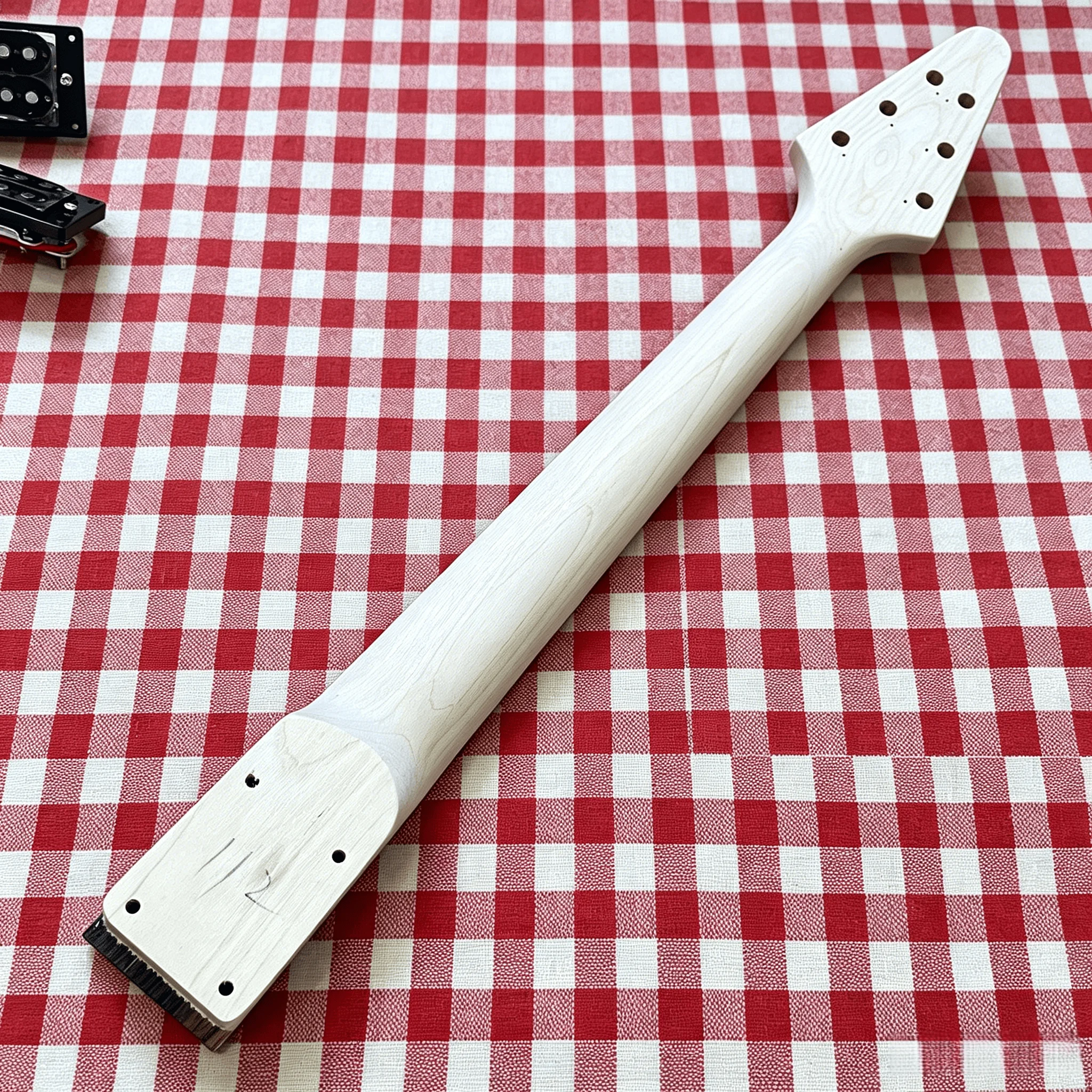 Flying V Unfinished DIY Electric Guitar Kit Mahogany Blank Body & Neck HH Humbuckers Black Pickguard Full Hardware Wiring Set view 5