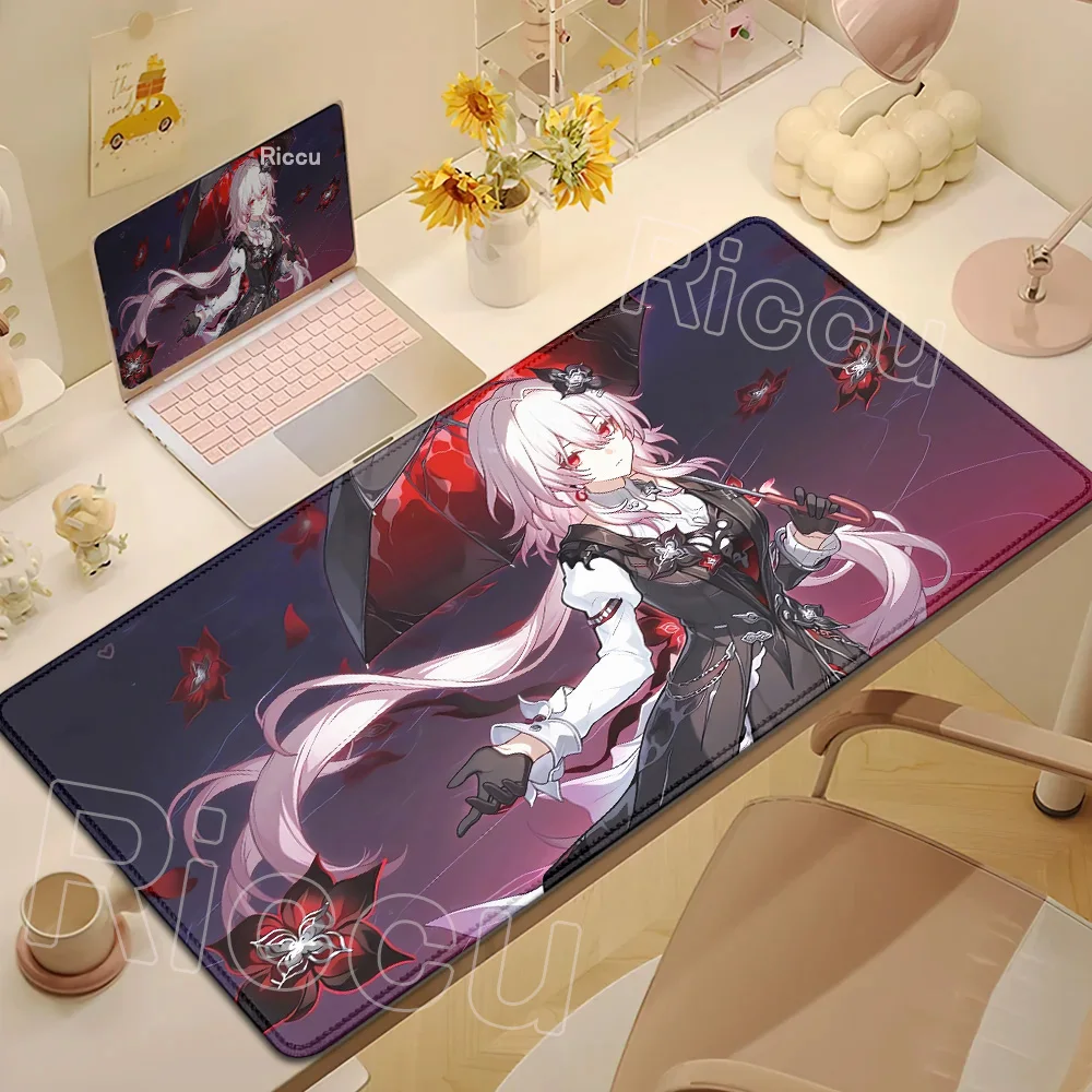 Kawaii Girl Evernight March 7th Mouse Pad Honkai Star Rail Gaming Anime Mousepad Non-slip Desk Mat Large Protector Keyboard Pads